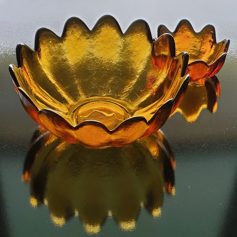 Pair Blenko 10.5" & 5.5" Amber Bowls SAVE $$$ w/ POSH Shipping - Picture 8 of 11